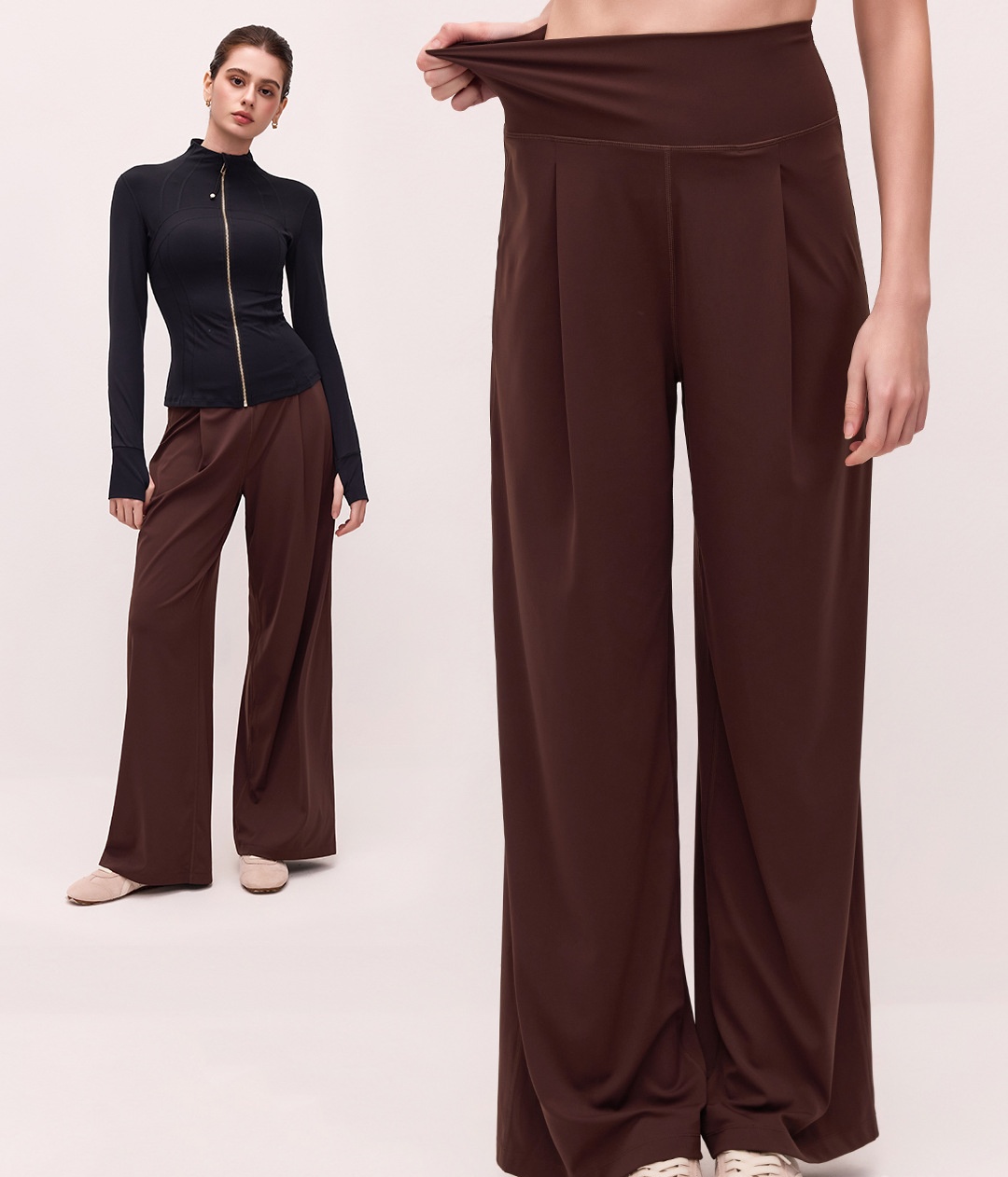 UU-L6464 Pantalon de Yoga pour femme pantalon droit mince loisirs sport pantalon à jambes larges taille haute pantalon de Fitness à séchage rapid