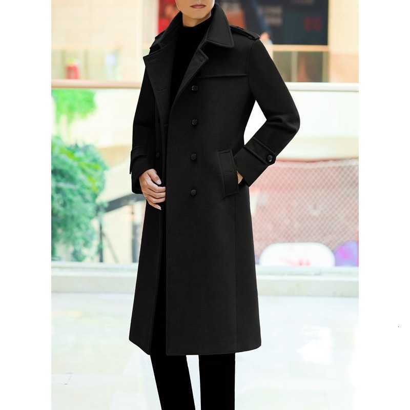 New Blends Men's Arrival Wool Long Men's Woolen Coat Thick Double Breasted Buttons stylish Cool Warm Jacket Winter Casual Suepr Large Size