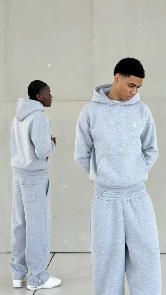 Y2 Embroidered Men's Casual Hooded Suit High-Quality Casual Business Social Suit with Elastic Waist Belt and Loose Straight Leg 260920