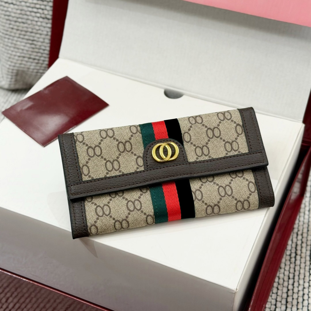 5A High Quality Designe Long Purse Double G Trends Retro Monogram Empreinte Classic Old Flower Purse Women Retro Clench Clamshell Capacity Multi Car