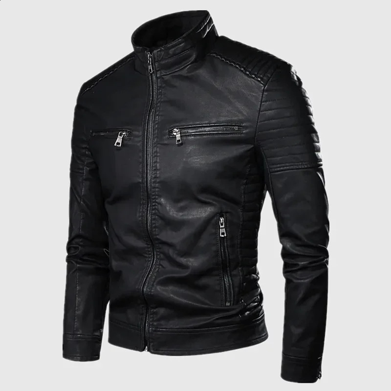 Giacca in pelle da motociclista da uomo Colletto alla coreana Punk da uomo per abbigliamento da esterno Cappotto elegante e alla moda 260910