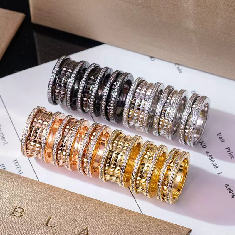 Bague classique en diamant de marque B pour femmes, avec une riche sélection de bijoux de styliste de haute qualité, ne se décolore pas