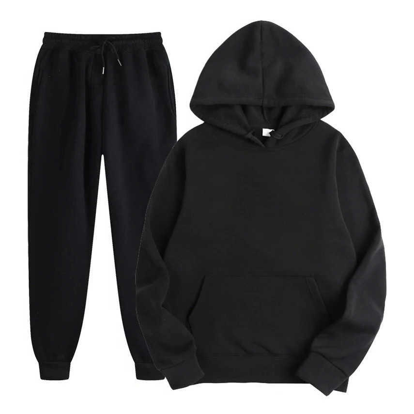 Hoodies Sweatshirts 2026 sportswear Men's set men's hooded sweatshirt long pants set spring and autumn winter warm suit D260921