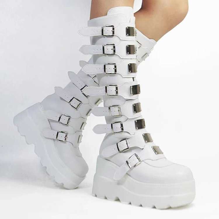 Women Boots for Long Boots Gothic Shoes Platform Knee High Boots Punk Black Sexy Motorcycles Boots New Halloween Cosplay Women Shoes H260921