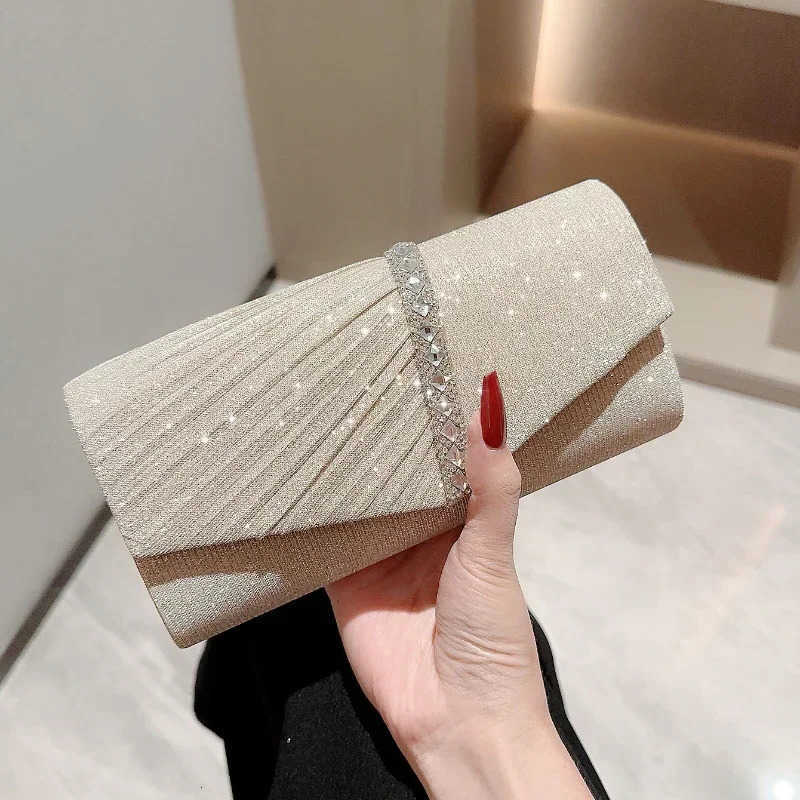 Silver Evening Glitter Bags Ladies clutch Bag Envelope Evening Bag fashion Elegant Long Purse Women Chain Shoulder Bags Wedding Party Handbag D26092
