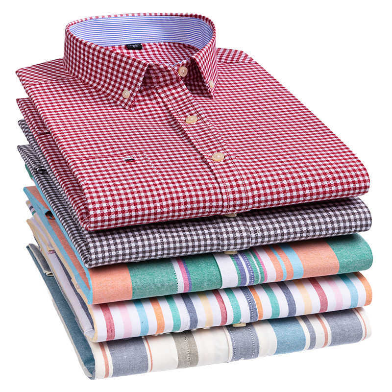 Casual Shirts 2023 New Men's Cotton Oxford TextileLong Sleeve For Men Shirt Casual Anti-wrinkle Moisture Wicking Fabric Fashion Lapel Shirt Clo