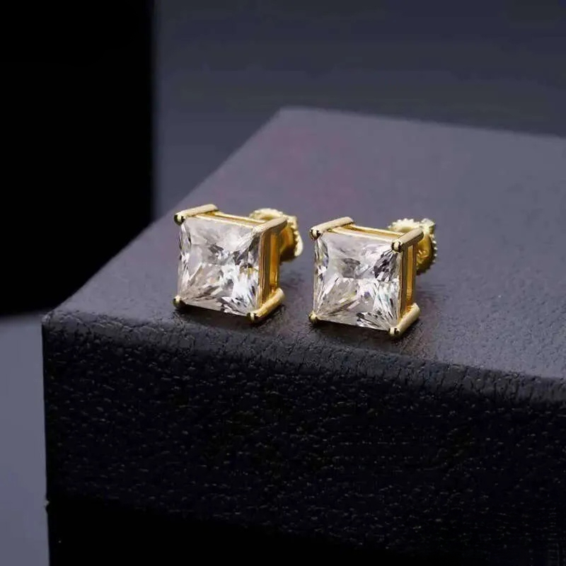 2025 Designer Top Men's 10k Plated Sier Pin VVS Moissanite Real Gold Earrings Jewelry Fashion Gifts