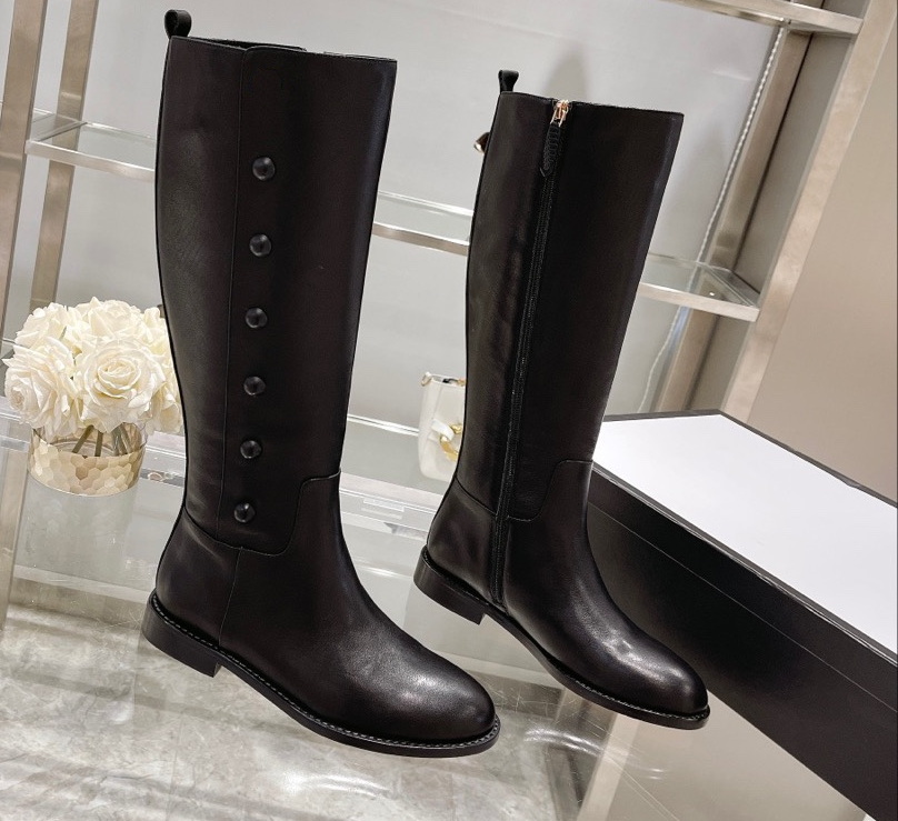 Designer Women Dress Shoes Luxury British Style Men's Genuine Leather Knight Boots Versatile Cowhide Zipper Knee High Boots Comfortable Male Sh