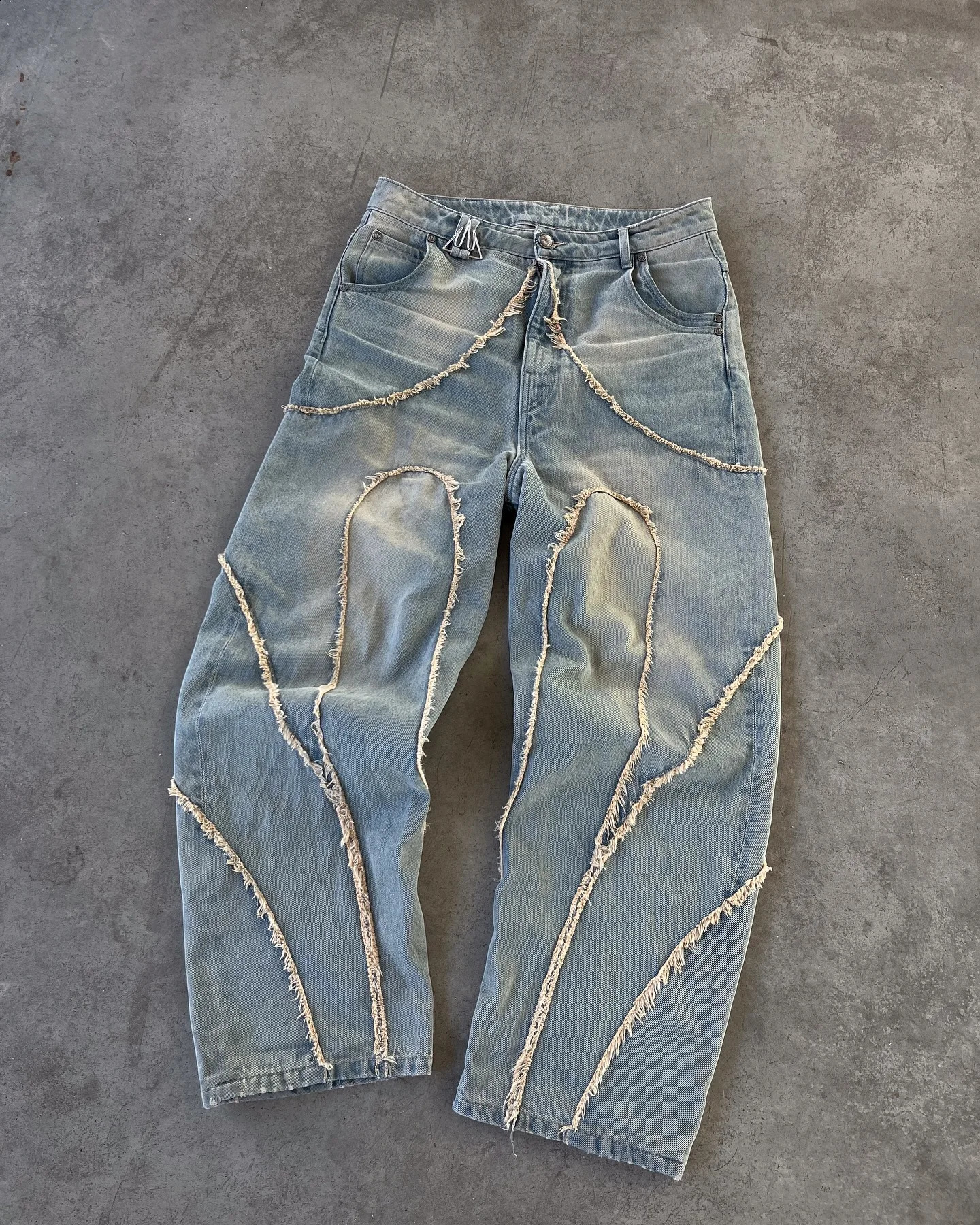 Y2k Retro Gothic Streetwear Raw Edge Embroidery Patchwork Baggy Jeans Men Fashion Hip Hop High Waist Denim Pants Ripped Jeans 260920