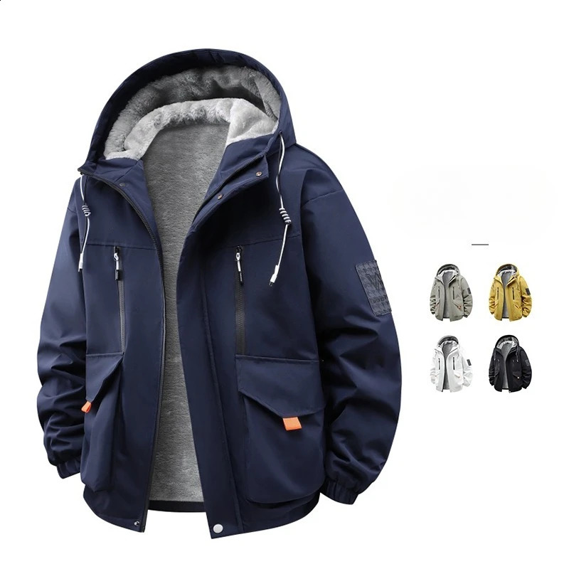 Winter Hooded Parka Coat Men Fleece Lined Windproof Quilted Coats Man Outwear Clothing Thick Warm Padded Jackets Couple Parkas 260920