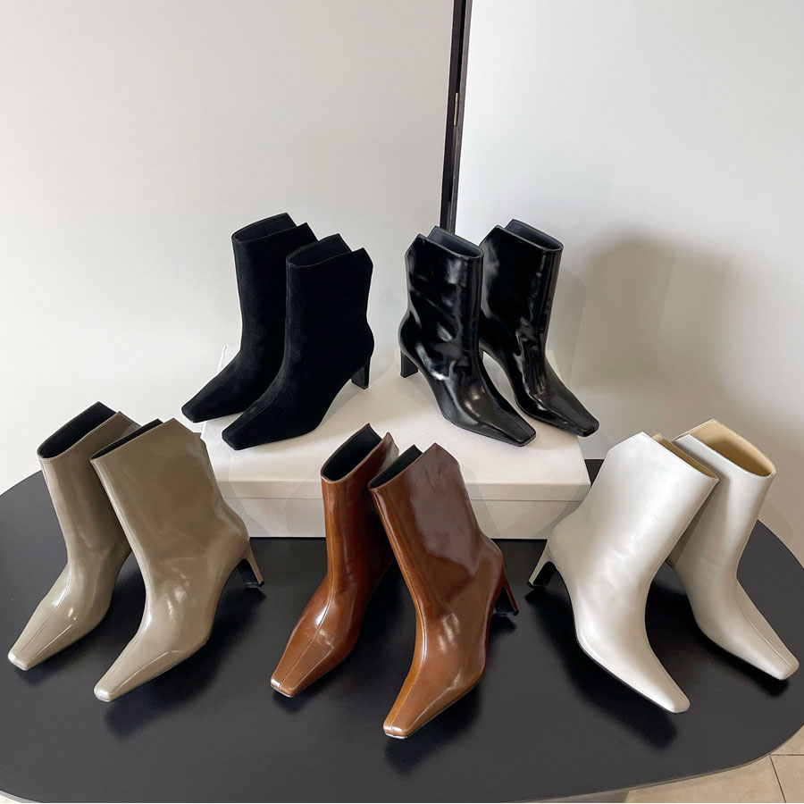 top quality new Fashion by far real Leather Minimalism Zipper kitten heels Ankle Boots Fashion booties Knight Boots Motorcycle boots Luxury designer