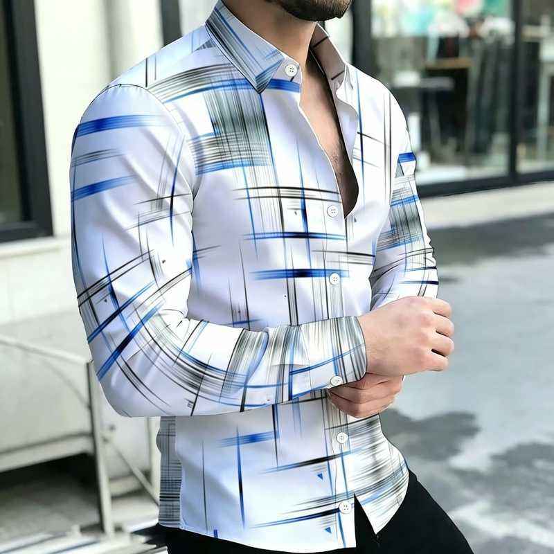 Casual Shirts Men's men's shirt wiTH abstract line printed long sleeved shirt business casual shirt commuting versatile top S-6XL H260921