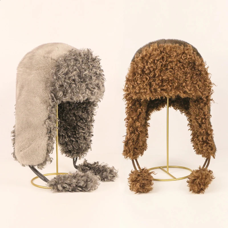 General fur hat wool earmuffs lambs Lei Feng chapeau winter thick warm plush cap outdoor cold-proof mink fur hats260918