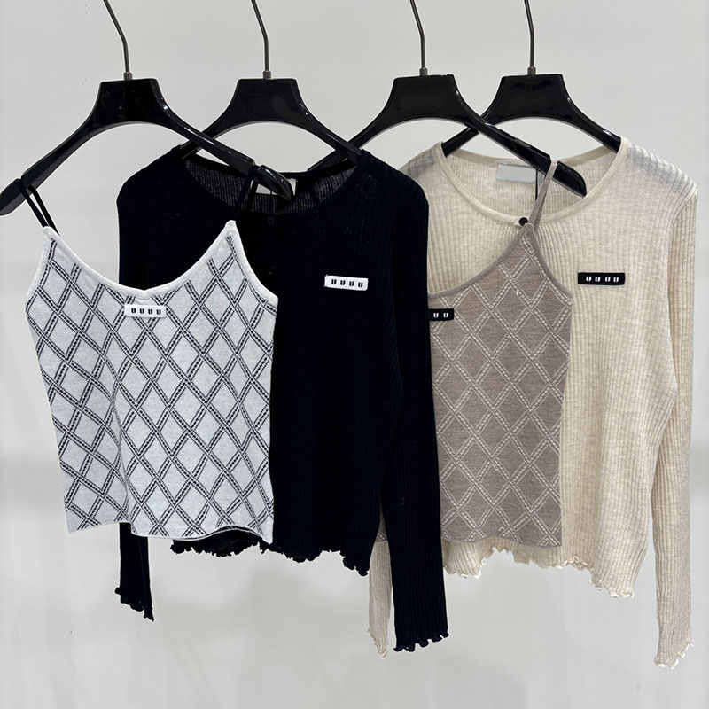 Stylish Women Preppy Knitted Camisole Cardigan Set Slim Fit Vest Basic Long Sleeve Cardigan Daily Dating Outing Knit Top Set