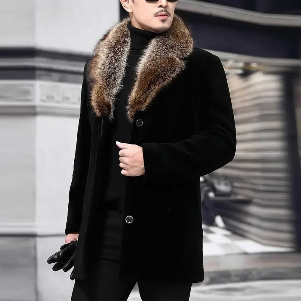 Men Men's Popular Wool Blends Woolen Coat Autumn Winter Men Woolen Jacket Solid Color Windproof Turn-down Collar Woolen Coat Keep Warm D260921