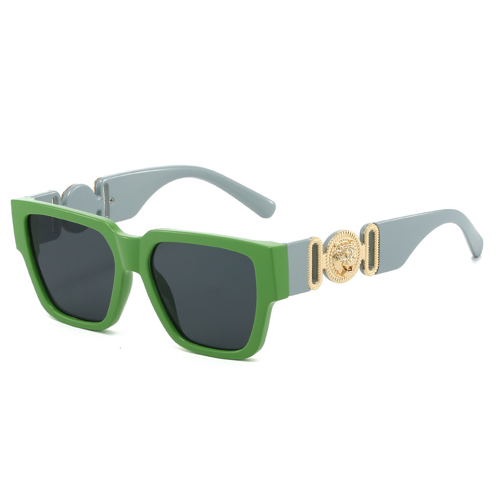 2025 Cross-Border New Square Personality Lion Head Large Frame Export Hot Style Color-Block Fashion Sunglasses For Men And Women