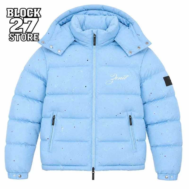 Harajuku Winter Men's Padded Jacket Thick Warm Coat American Retro Style Zipup Outerwear Casual Streetwear Light Blue Coat New Q260921