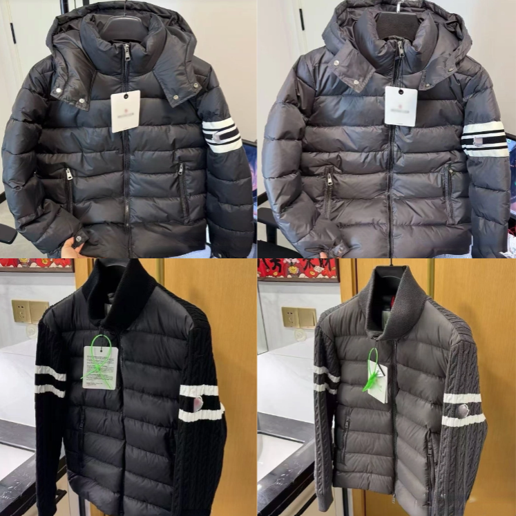 Men s Designer Hybrid Puffer Jacket Aesthetics Striped Arm Detachable Hood High Street Relaxed Fit Spliced Knit Sleeve Thick Warm Casual Winter Coat
