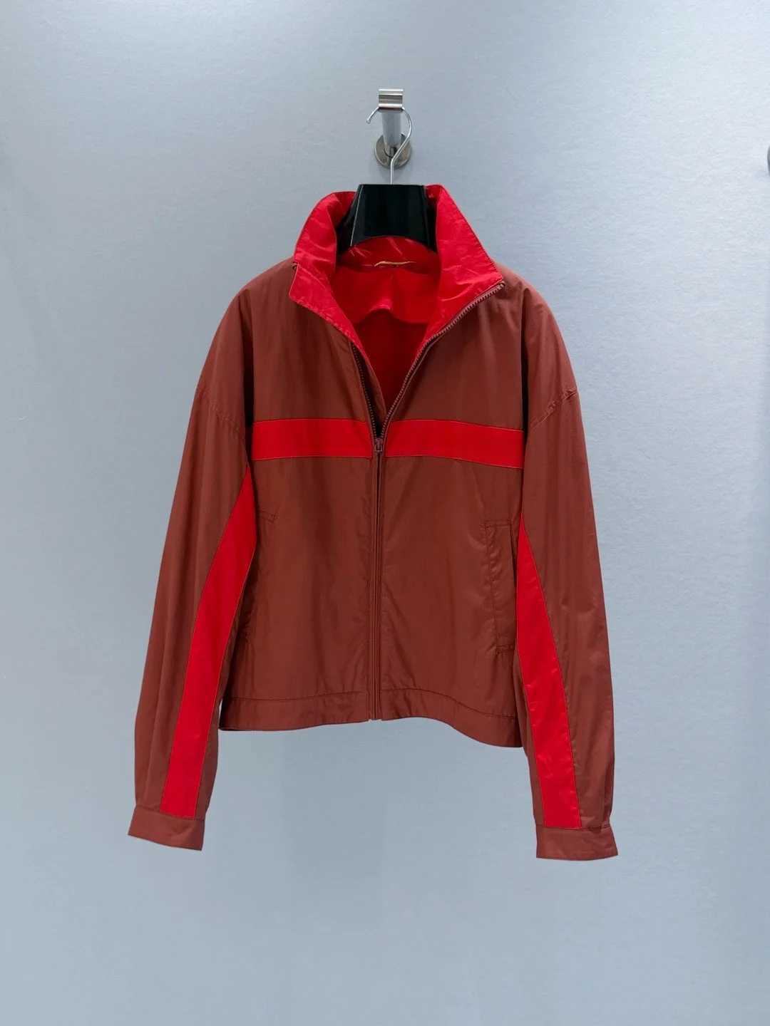 Color Women's Contrast Women's Jackets Stand Collar Zip up Jacket Vintage Short Loose Fit Outdoor Windbreaker for Daily Commute And Sporty