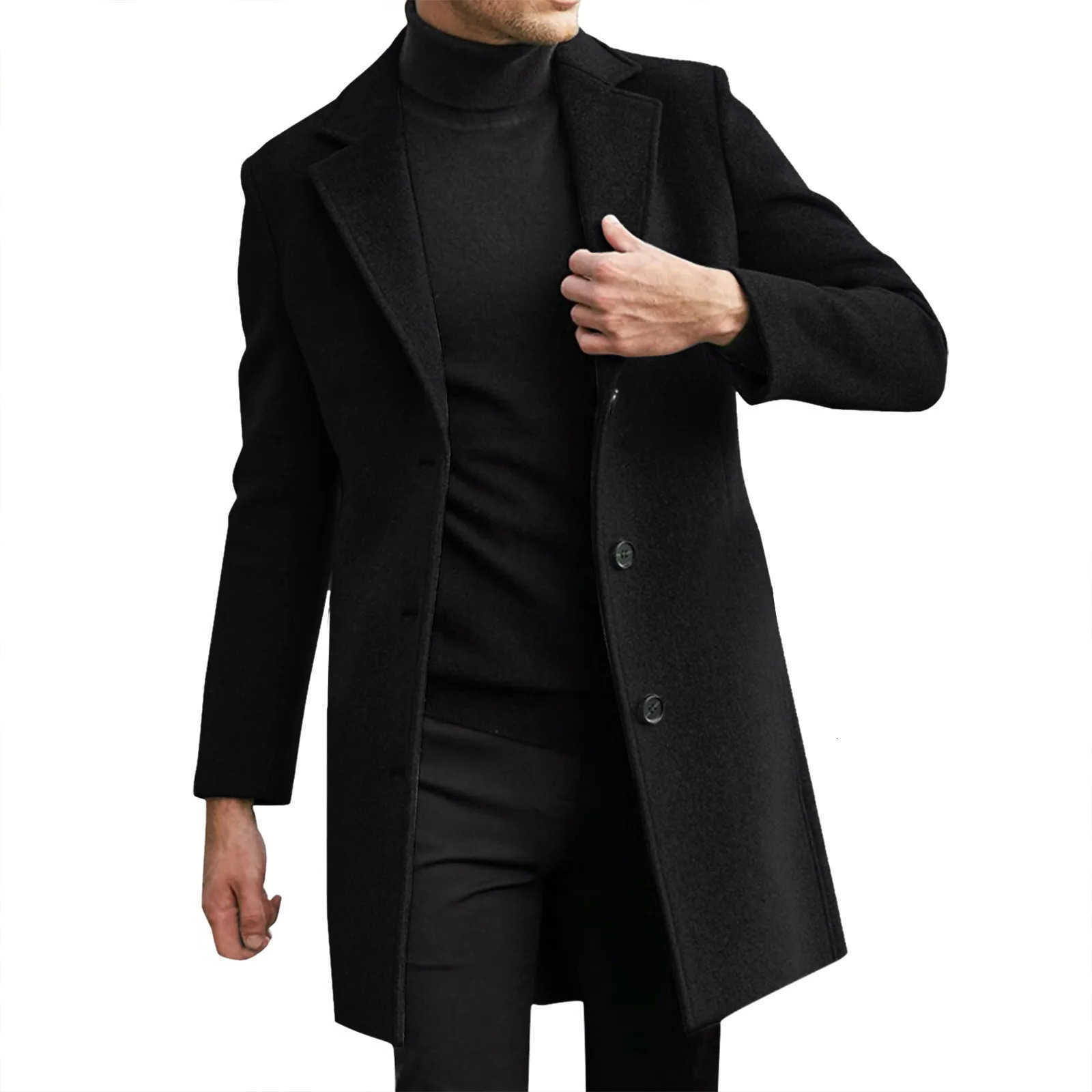 Fashion Men's Wool Blends 2025 Men Wool Blends Mens Casual Business Trench Coat Mens Leisure Overcoat Male Punk Style Blends Dust Coats Jackets