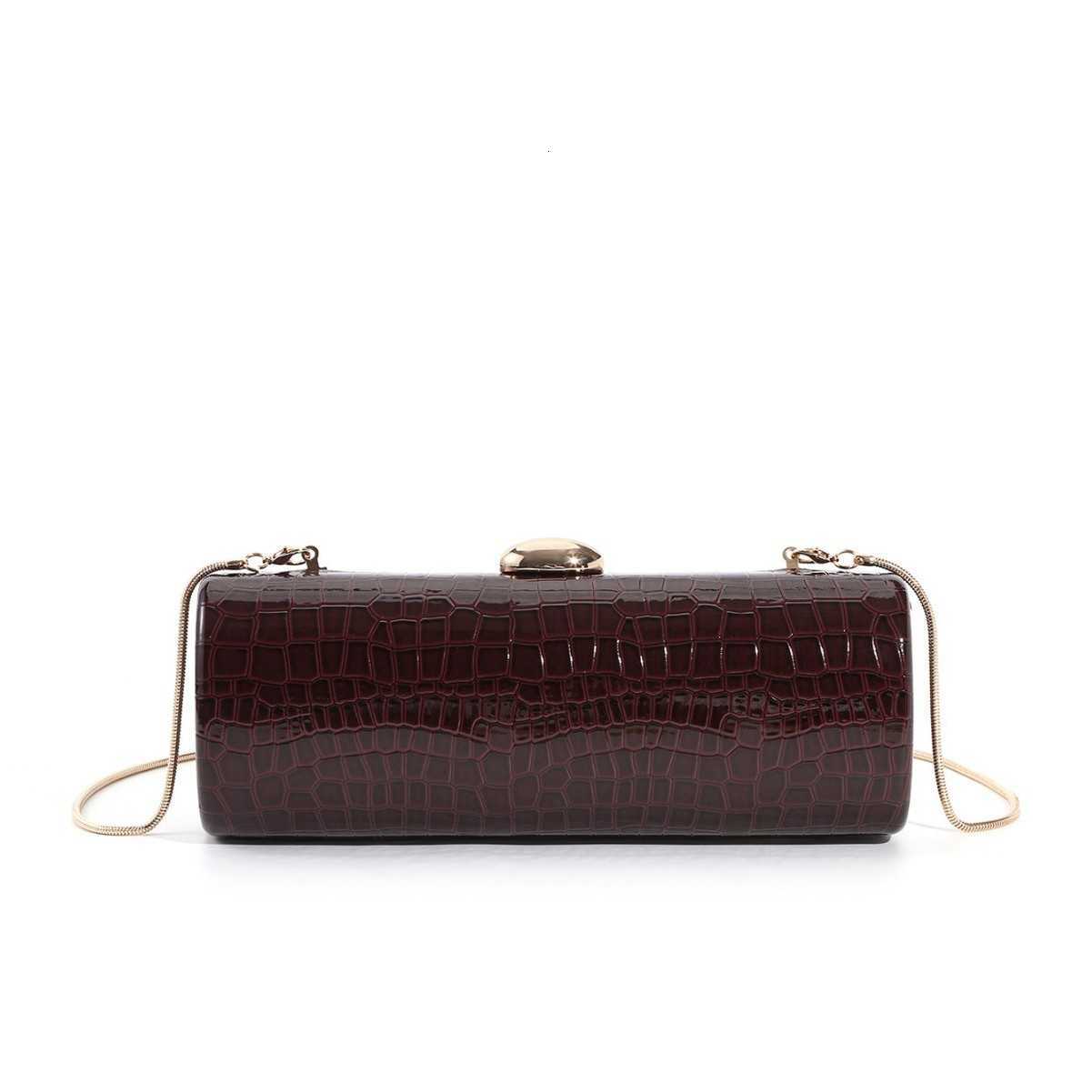 Box Evening Bags Vintage Long clutch Bag Women Brown Pattern Wallets Gold Metal Chain Handbag Designer Evening Party Purse D260922