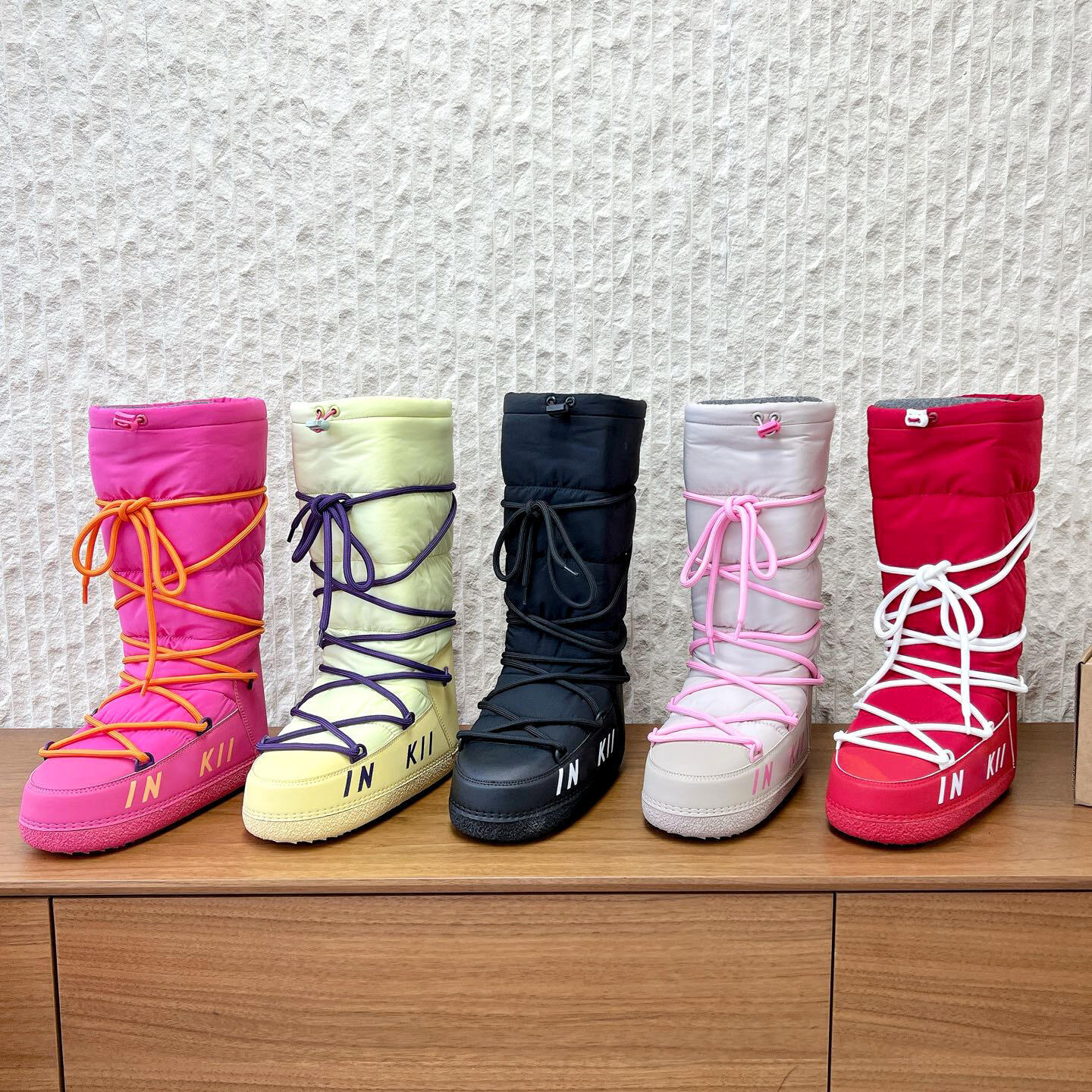 INUIKII Winter Outdoor Ski Ladies shoe Warm Snow Boots Women luxury Designer Waterproof Fashion Lace Up Thick Fleece Lined Mid calf boots