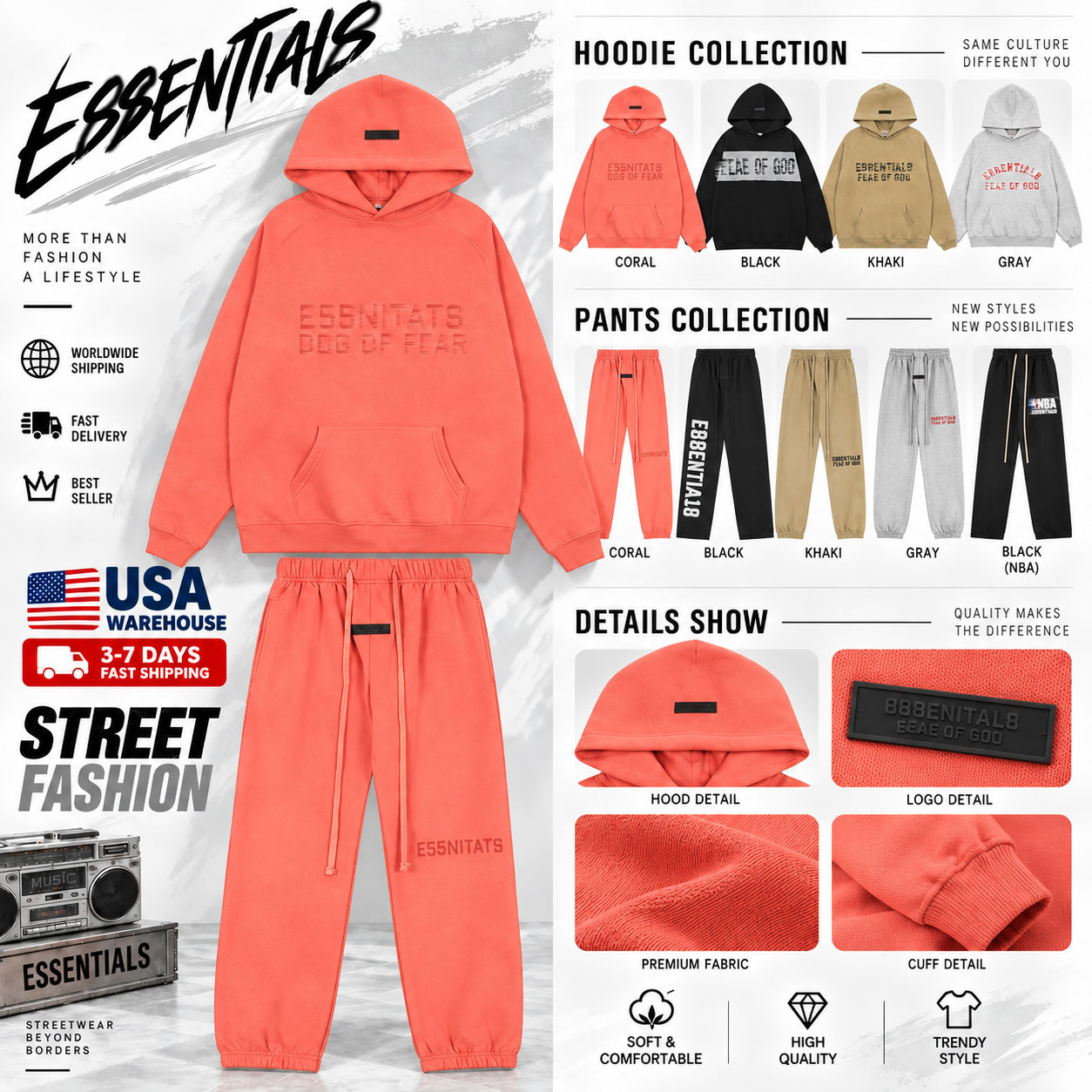 mens designer hoodie essential pants Cuff adhesive lettering tracksuit men winter warm fleece pullover elasticized ankle length joggers baggy pants