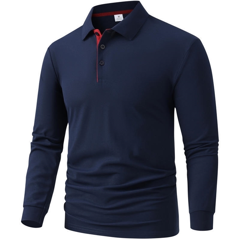 Men's Business Casual Long Sleeved Shirt Solid Color Polo Shirt Fashionable Breathable Comfortable Versatile Top 260918CJ
