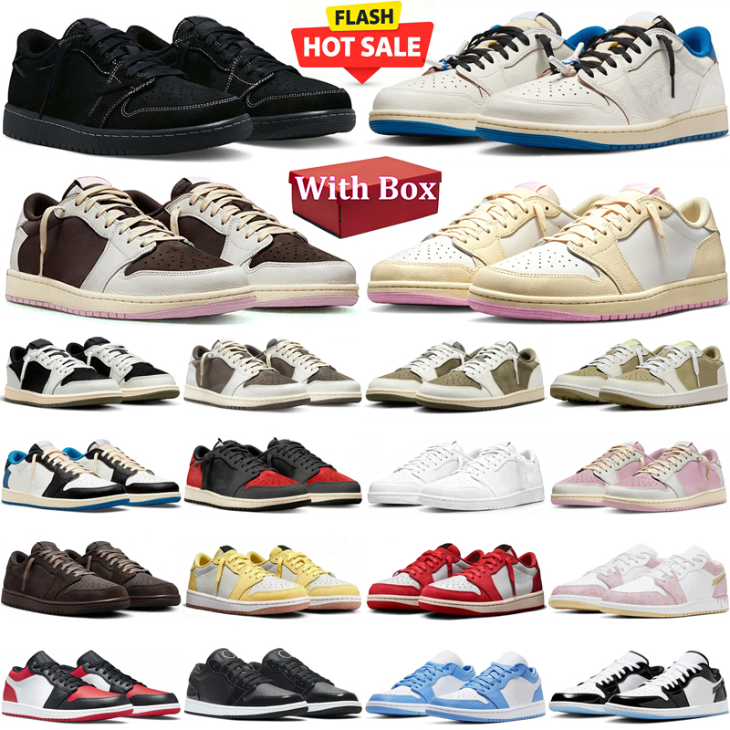 travi scott low 1 designer Basketball shoes 1s lows mens sneakers woman trainers Black Toe Neutral Olive Outdoor jogging walking shoe with box