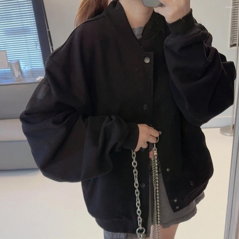 Unisex Oversized Cropped Jacket Men Women Short Lapel Zipper Baseball Coat Autumn Streetwear Casual Top