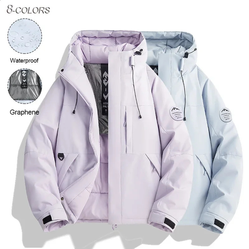 Winter Warm Hooded Puffer Jacket Couple Casual Outdoor Cotton Padded Windproof Graphene Coat Daily Parka Jackets Outerwear 260920