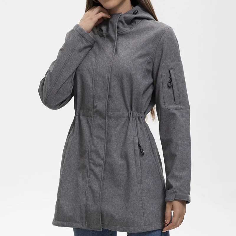 Women's Jackets Outdoor Women's Hooded Softshell Jacket Cinched Waist Multi-Pocket Fleece Lined Autumn Winter Coat C260921