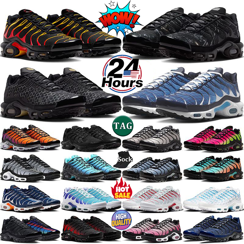 With box tnss Designer Running Shoes Tn Plus tns 25th Anniversary Fr Toggle Utility Men Cold Wall Triple Black White Metallic Silver Reflective M