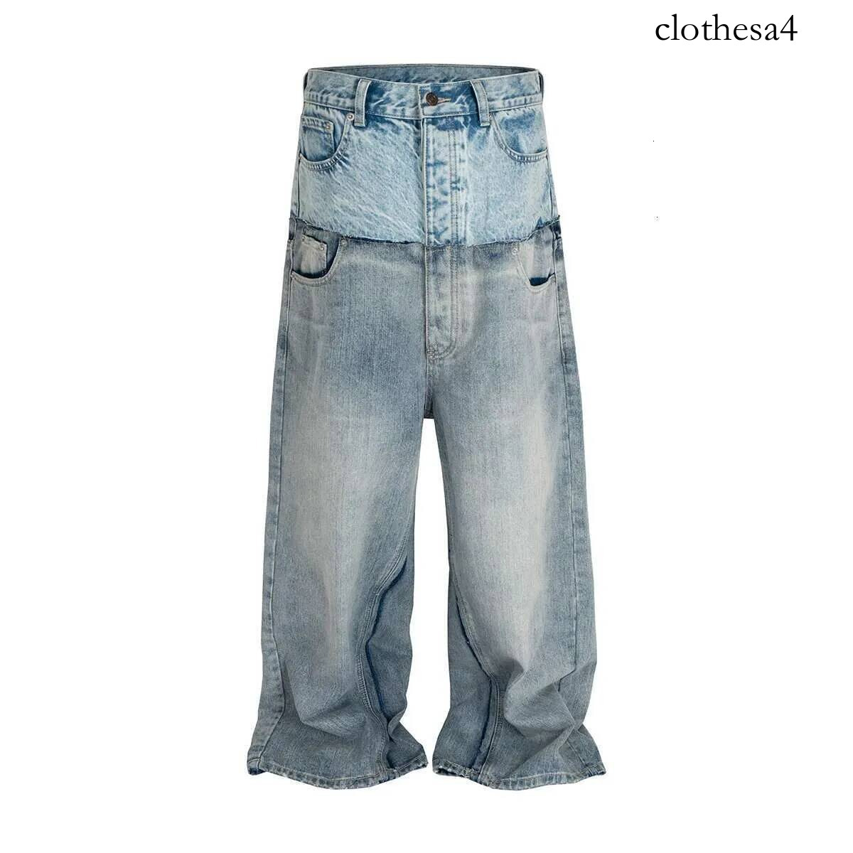 Jeans larghi patchwork a doppia vita a strati per uomo e donna Pantaloni dritti casual in denim larghi oversize