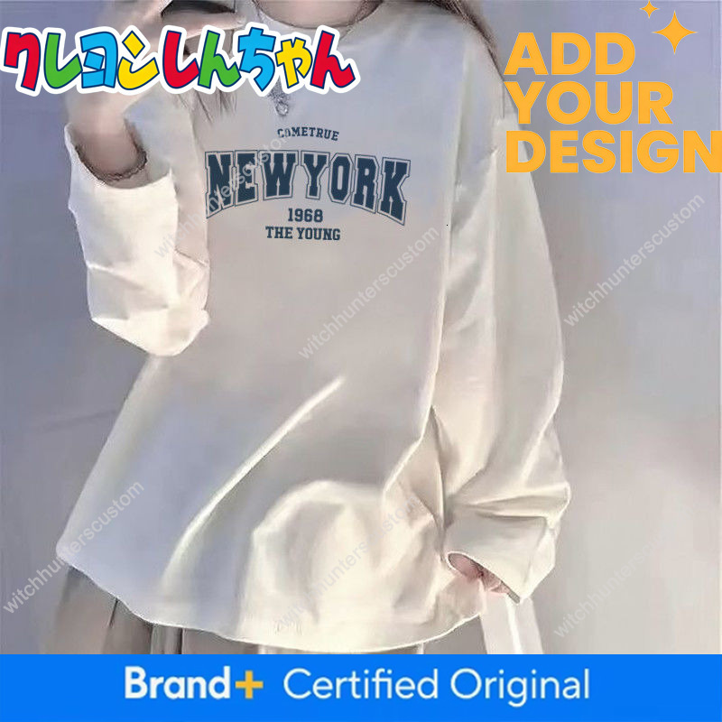 Stylish casual round-neck Crayon Shin-chan cartoon loose-fit versatile simple long-sleeve top for men women, spring and autumn 2024 44