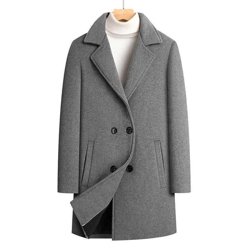 Men's Men's Wool Blends Cotton-Thicken Woolen Coats 2025 Winter Business Casual Mid-Length Overcoat Outwear Warm Wool Windbreaker Jackets