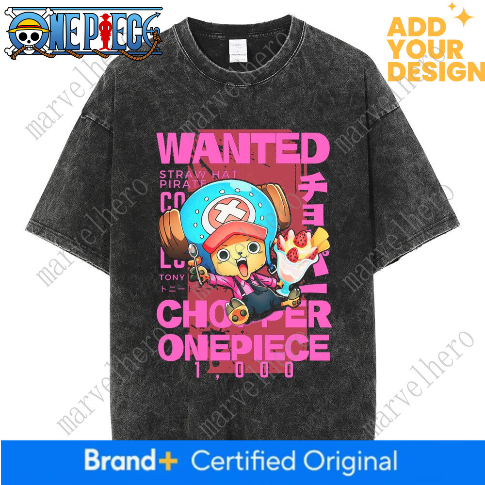 One Piece anime Luffy Zoro loose-fitting Ukiyo-e summer men's short-sleeve washed vintage T-shirt American hip-hop style
