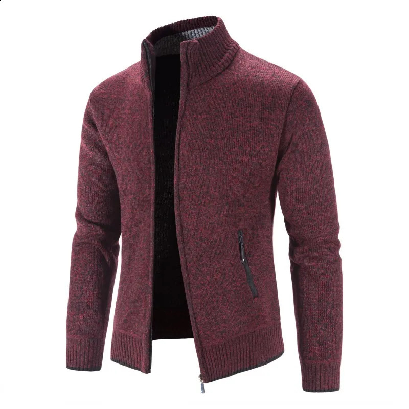 Men's Cardigan Sweater Jackets Winter Thicken Warm Stand Collar Knitted Zipper Casual Cardigan Men Daily Solid Color Sweatercoat 260920