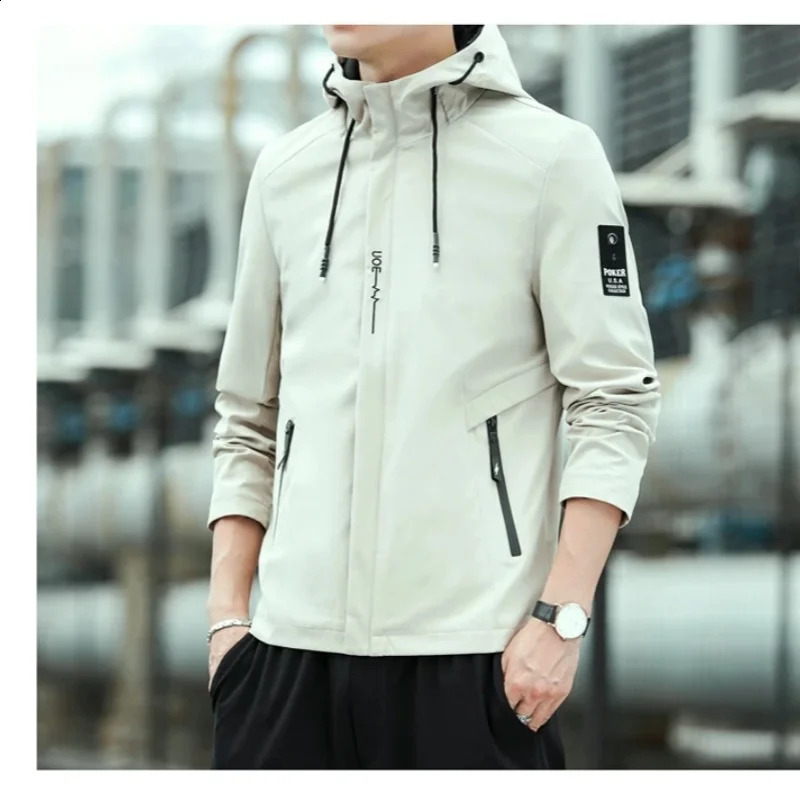 2026 Spring Autumn Men's Windproof Sunscreen Windbreaker Zipper Casual High Quality Hooded Baseball Outdoor Sports Jacket 260920