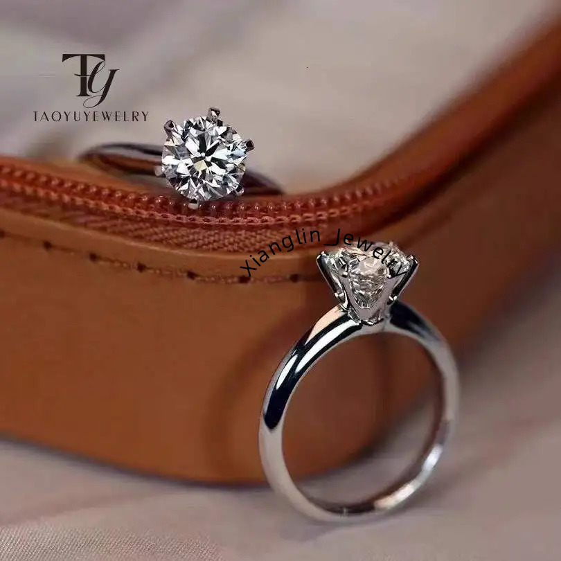 TY New Sterling Sier Real Moissanite Rings Wholesale 925 Sterling Silver Moissanite Women's Engagement Ring Minimalist D Color