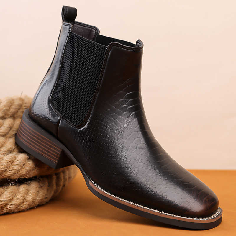 Casual Leather Boots Business Boots for Mens Comfy Flat Designer Ankle Boots Fashion Casual 2026 New High Top Walking Shoe H260921