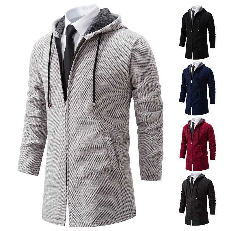 Men's Knitted Cardigan Casual Hooded Coat Slim Fit Autumn and Winter New Sweater Coat Men's Sweater Q260921