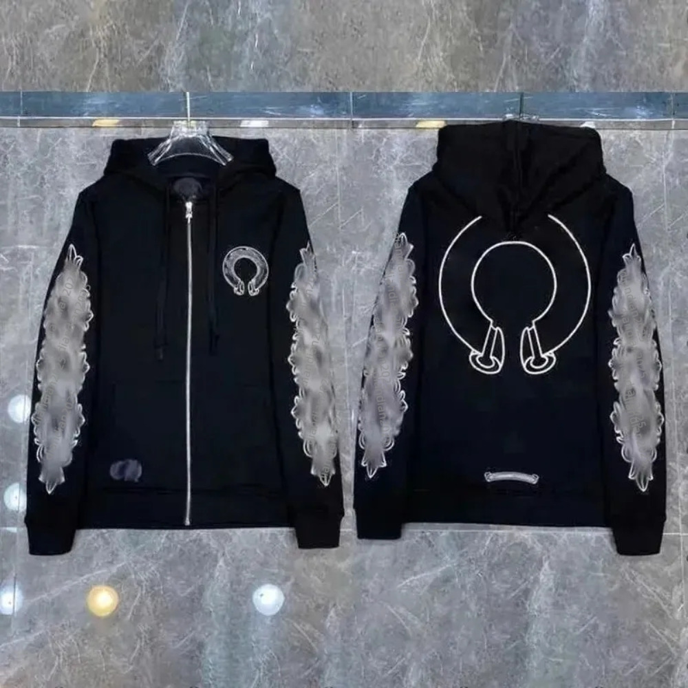 26ss chrome Designer Hoodie Sanskrit embroidery Hoodies Men Jackets Long Sleeves Jacket Loose Outwear Coats Hoody Men Woman Streetwear zip up hoodie