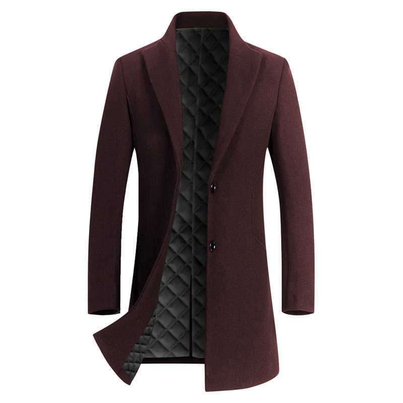 Casual Men's Wool Blends Business Men's Long Woolen Coats Solid Wool Blend Windbreaker Jackets Autumn Winter Warm Overcoat Outwear Thick C
