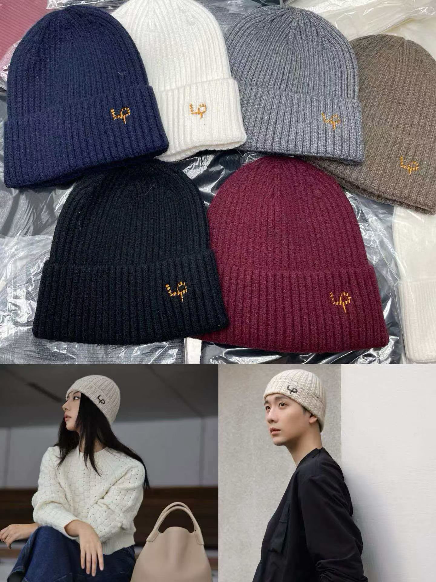 Designer Winter Knit Beanie caps for Men Women couple mens Beanie Casual Solid Color Skull Cap Autumn winter Warm Soft Elastic Ski Hat Outdoor Stree