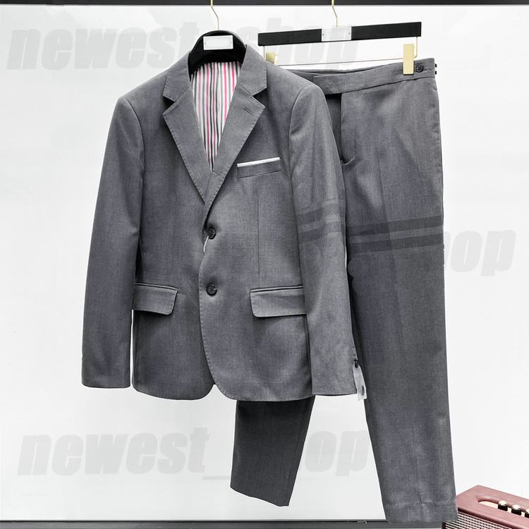 Mens Suits Blazers Western clothing designer classic Blazer sets luxury outwear coat slim fit gray striped patchwork Webbing womens suit pants