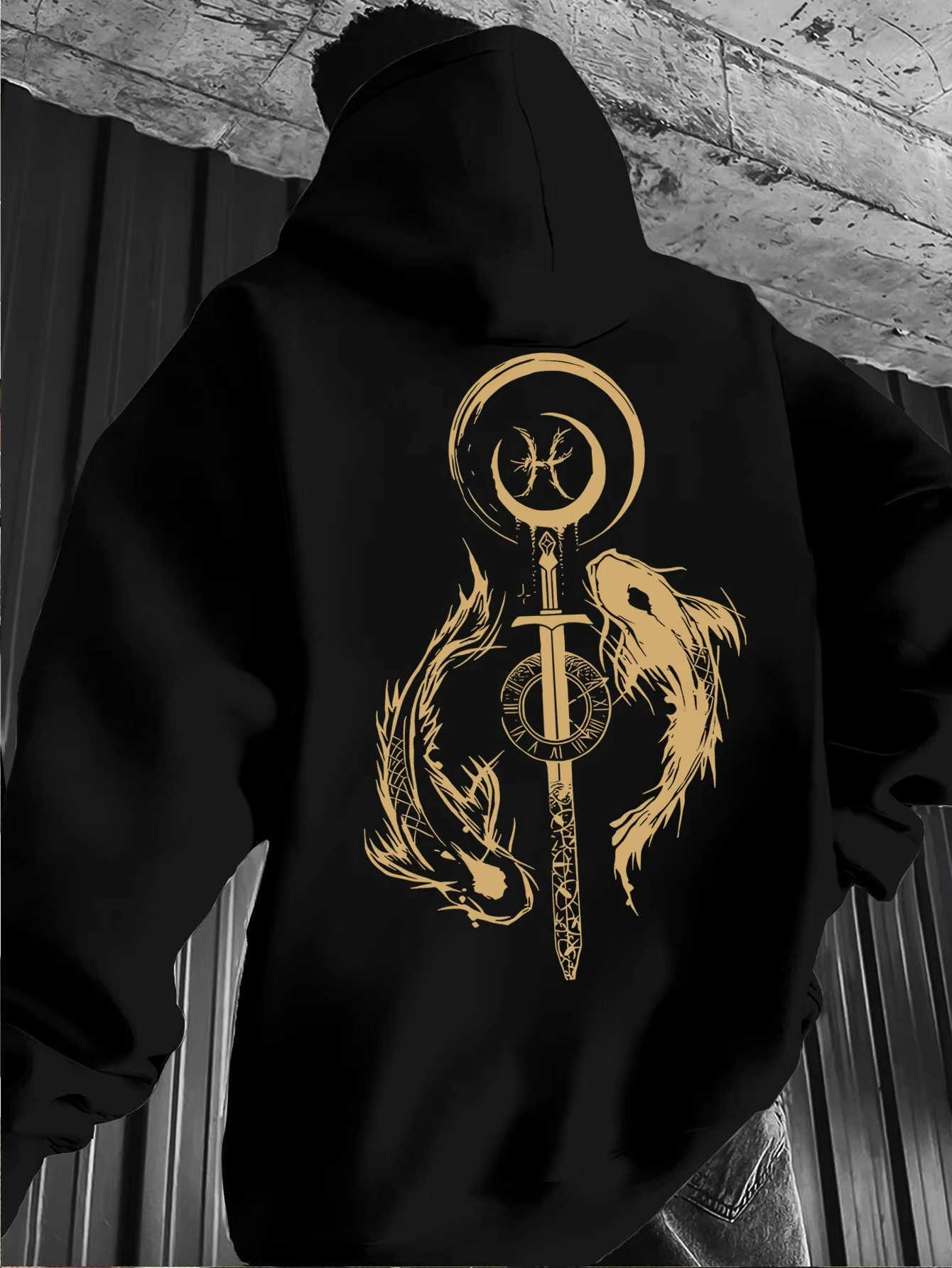 Hoodies Sweatshirts 2026 New Men's Style Unisex Hand-Painted Koi Fish Print Hooded Sweatshirt Casual Long-sleeved Pullover A perfect holiday gi