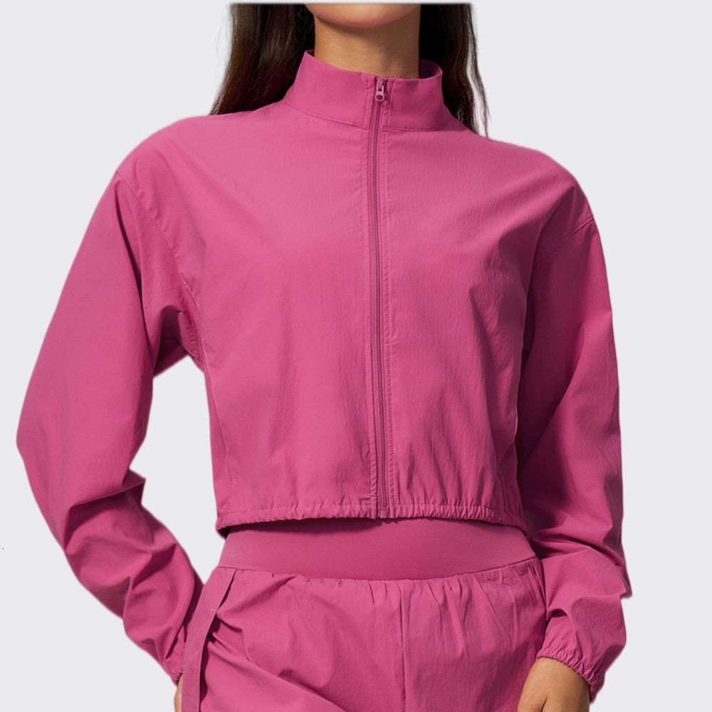 Yoga Long Sleeved For Women Outdoor Sports Fitness Short Standing Collar Sun Protection Jacket Sportswear 26L0921