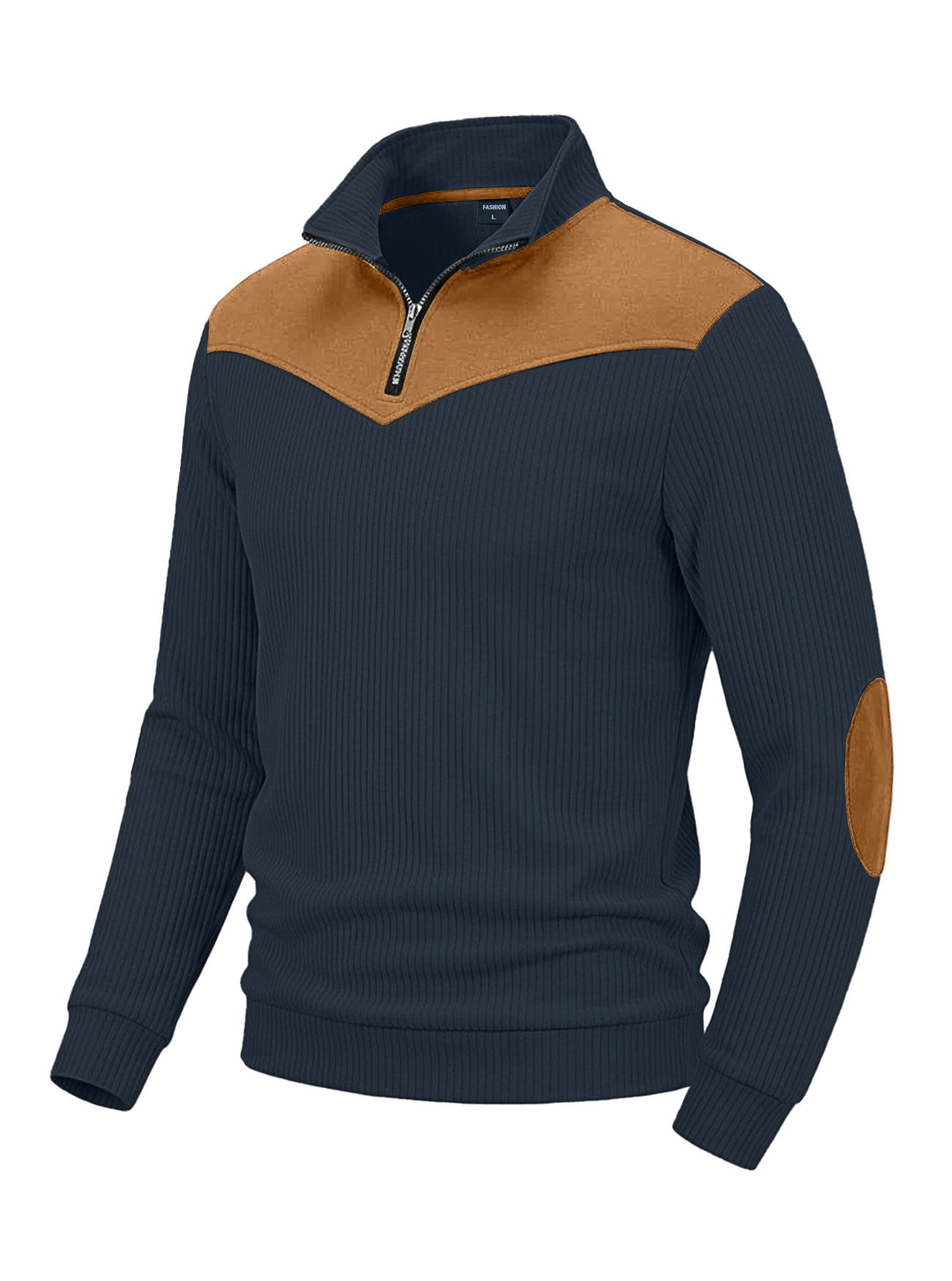 Men Color Block Half Zip Sweatshirt, Stand Collar Long Sleeve Retro Pullover Tops