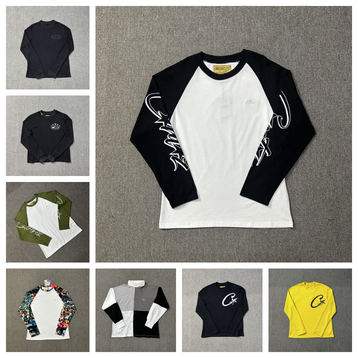 Designer Raglan Long Sleeve T Shirt for Men Waffle Knit Tee, Hip Hop Graffiti Print Sleeve Casual Slim Fit Streetwear Top